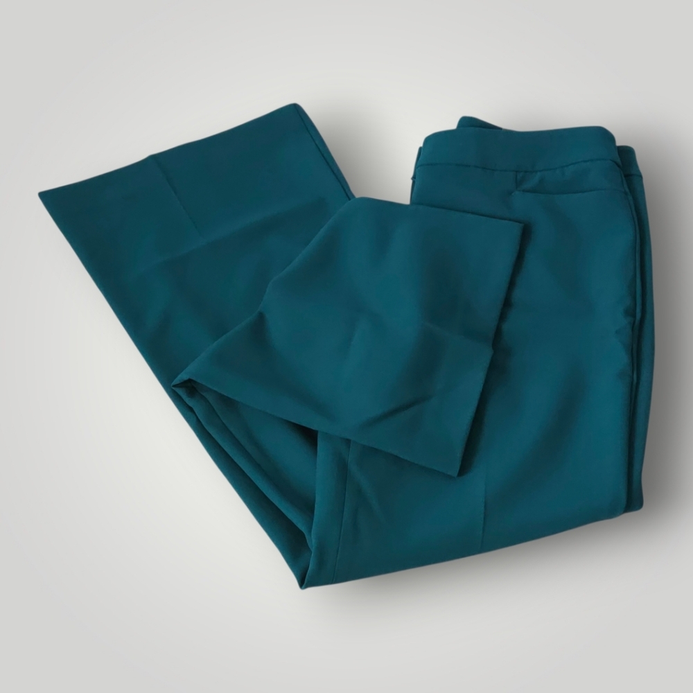 Talbots Providence Pant High Waist Flare Leg Teal Peacock 8 Stretch Crepe New - Picture 3 of 12